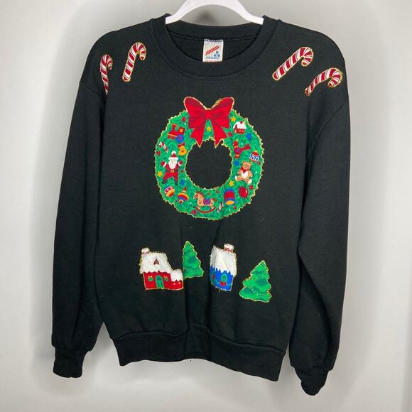 Vintage Jerzees Size M Homemade Retro Ugly Xmas Sweater - Picture 2 of 4